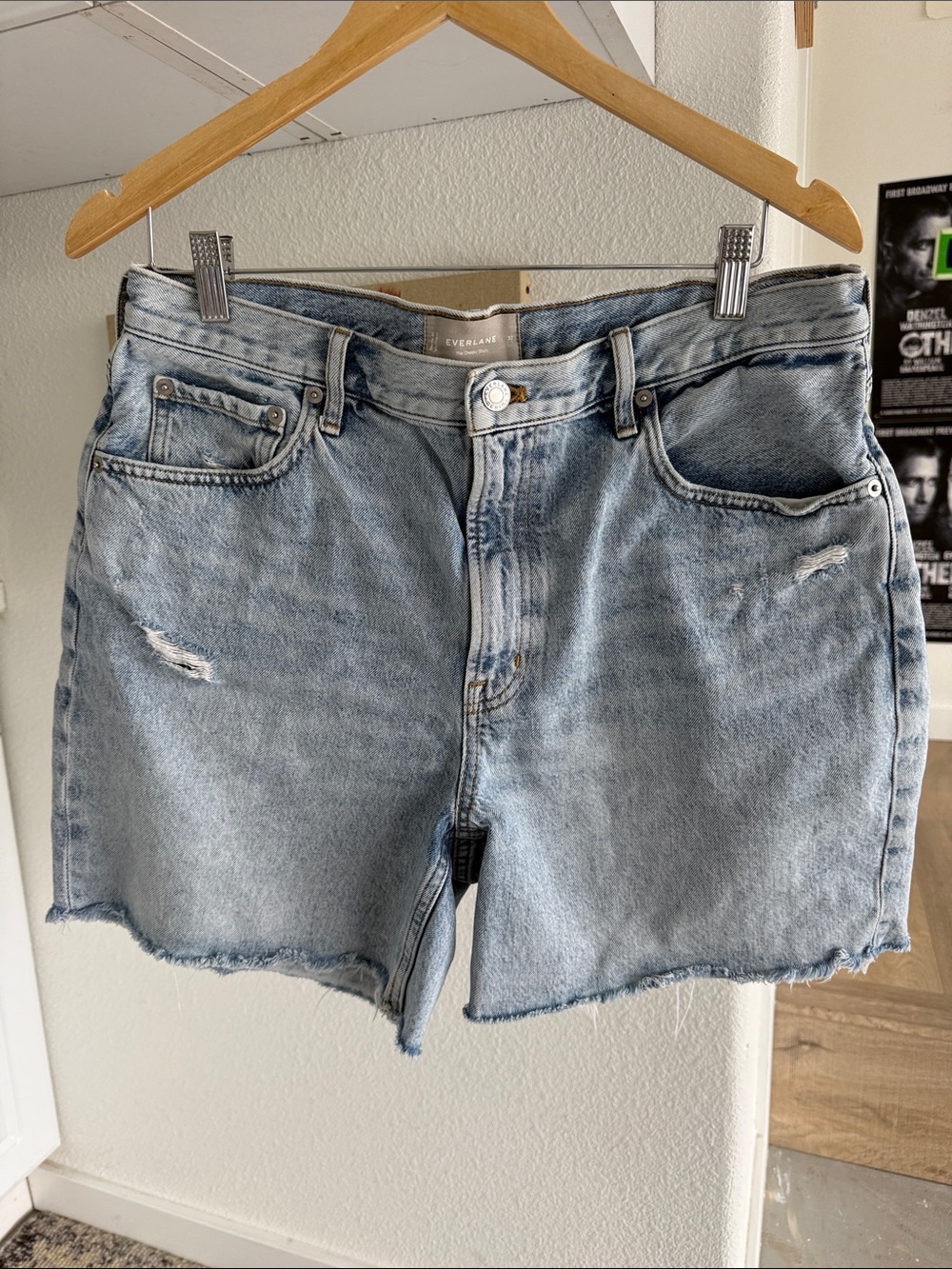 Everlane Light Wash High-Rise Cutoff Jean Shorts